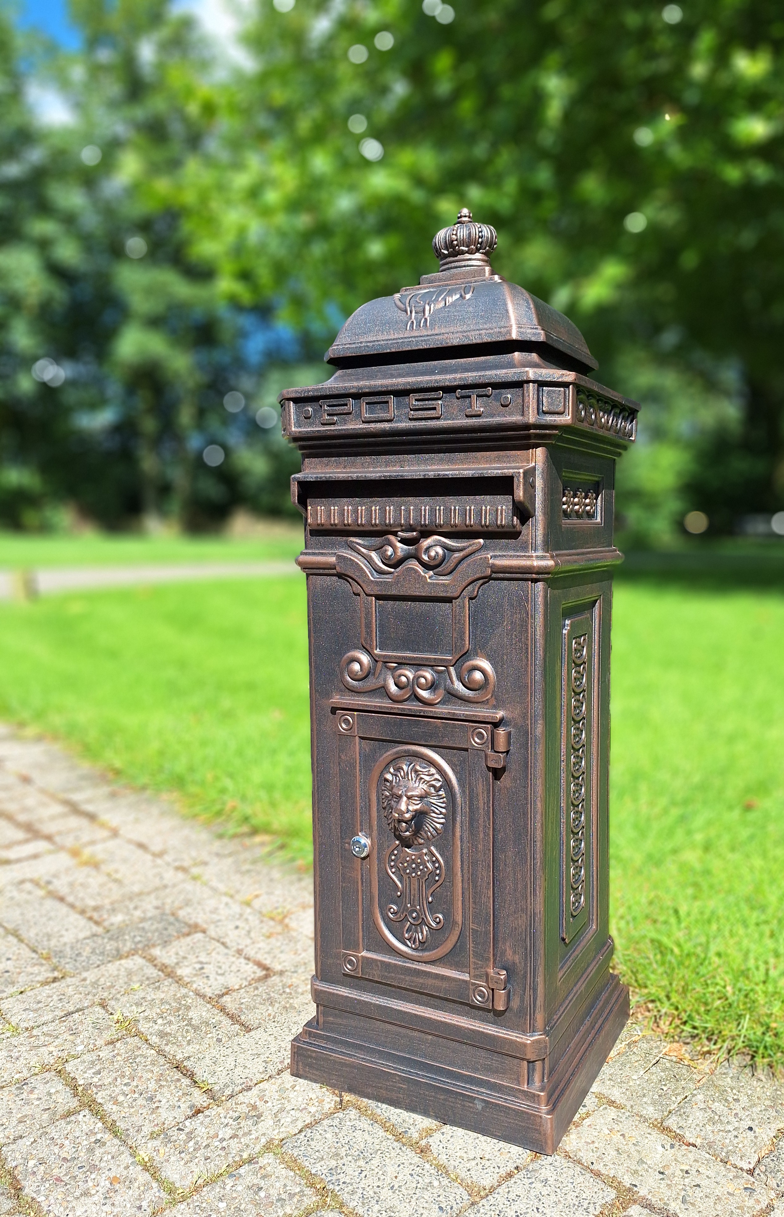 Säulenbriefkasten Postkasten Standbriefkasten Briefkasten Bronze