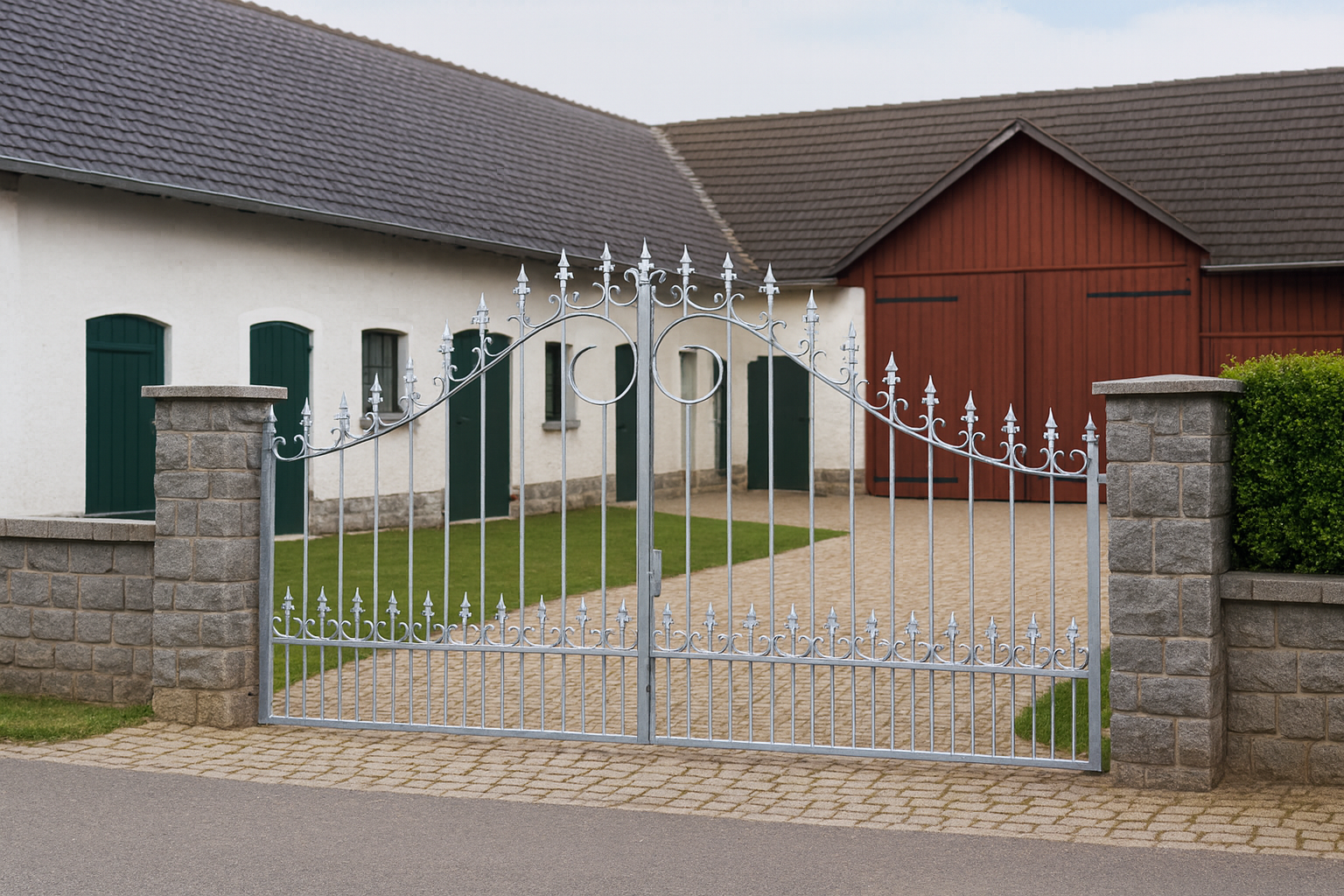 Hoftor 3,60m, Gartentor, Drehtor 2-flügelig, Einfahrtstor, Metalltor, Eisentor Hoftor 3,60m, Gartentor, Drehtor 2-flügelig, Einfahrtstor, Metalltor, Eisentor